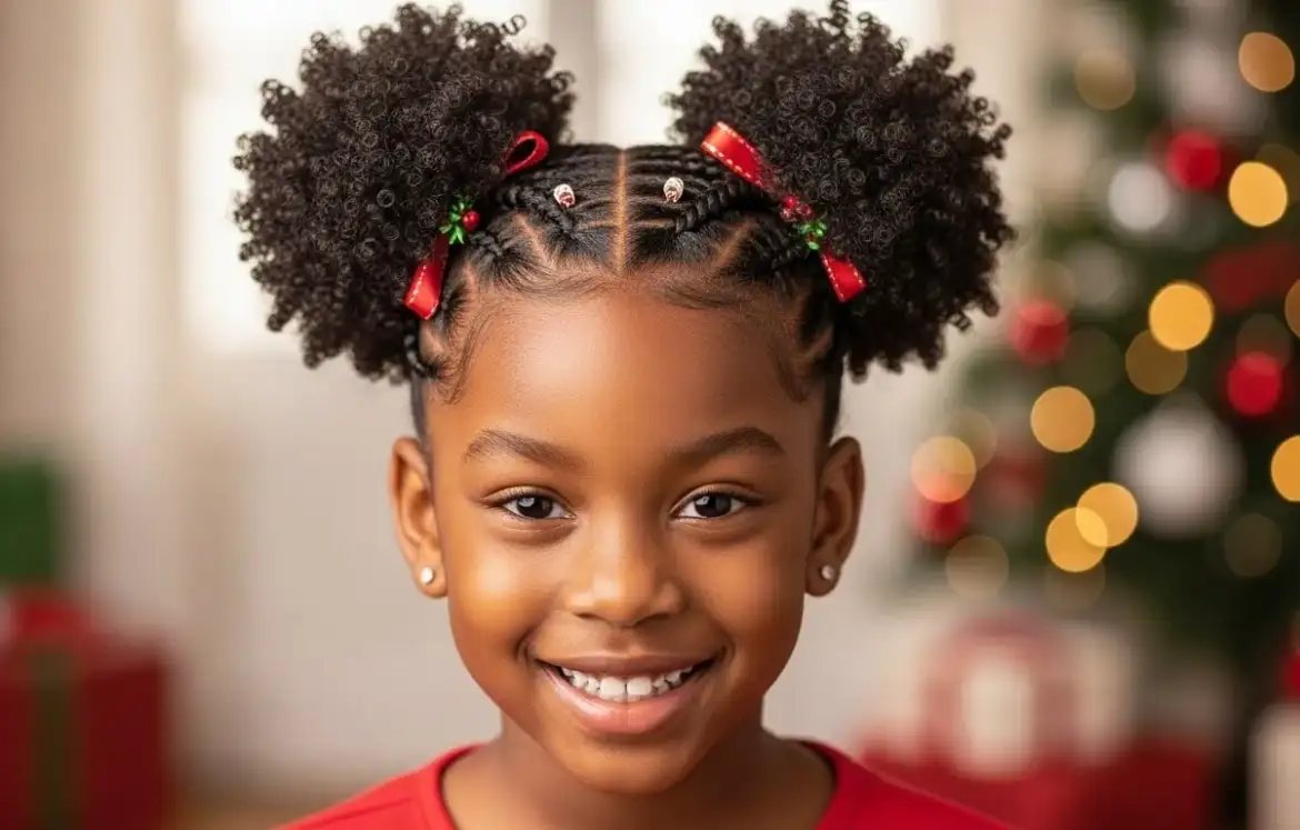 24 Easy Christmas Hairstyles for Black Kids That Look Cute