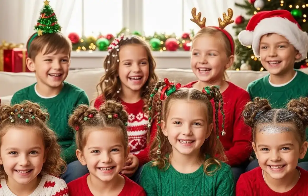 26 Fun & Crazy Christmas Hairstyles for Kids That Are Easy